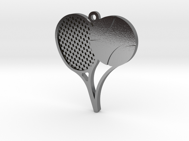 Love Tennis Pendant in Polished Silver