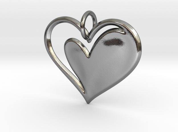 Heart to Heart Pendant V1.0 in Polished Silver