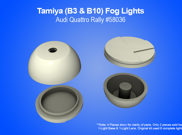 Tamiya RC Fog Lights for Audi Quattro Rally - 1 Li in White Natural Versatile Plastic