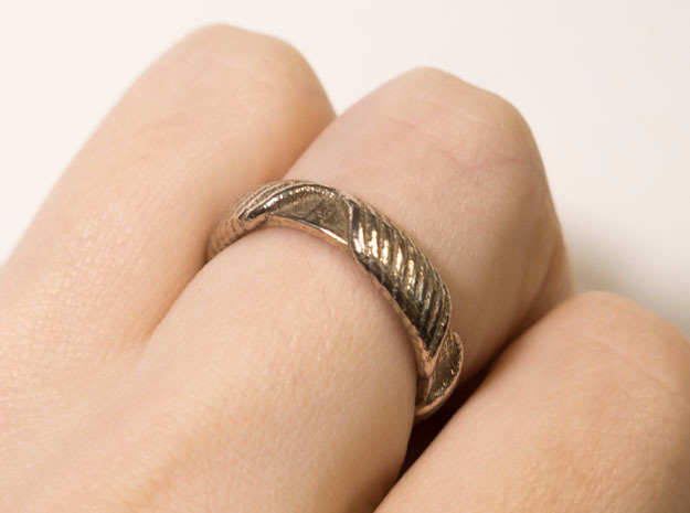 Ring T1A in Polished Bronzed Silver Steel: 10 / 61.5