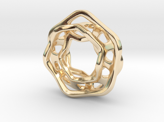 Hex Möbius, 16mm in 14k Gold Plated Brass
