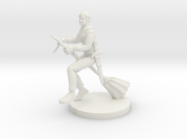 Bard on a  Broom in White Natural Versatile Plastic