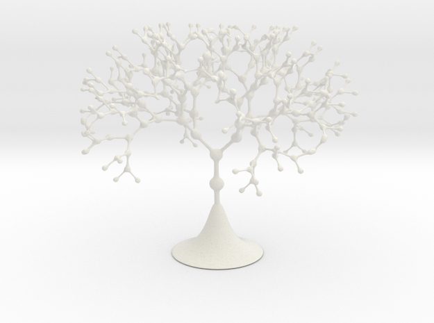 Nodal Fractal Tree in White Natural Versatile Plastic