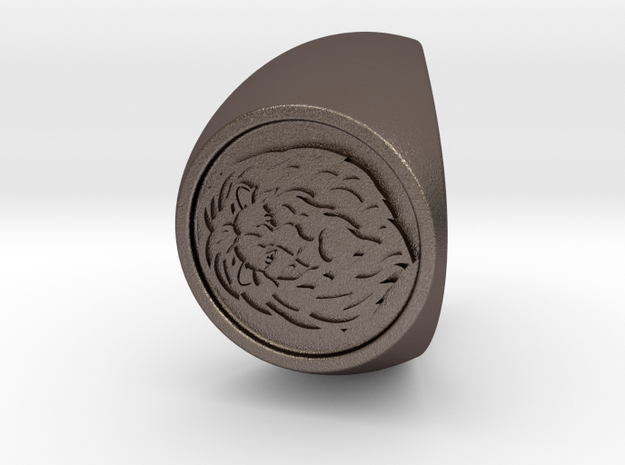 Custom Signet Ring 69 in Polished Bronzed Silver Steel