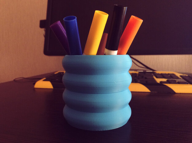 Pencil cup in Yellow Processed Versatile Plastic