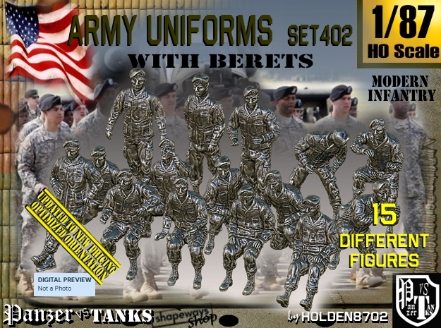 1/87 Modern Uniforms Berets Set402 in Tan Fine Detail Plastic