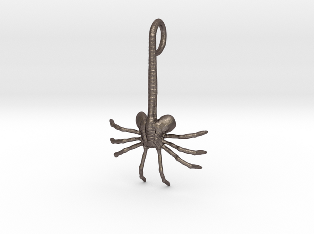 Facehugger Pendant  in Polished Bronzed Silver Steel