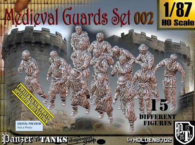 1/87 Medieval Guards Set002 in Tan Fine Detail Plastic