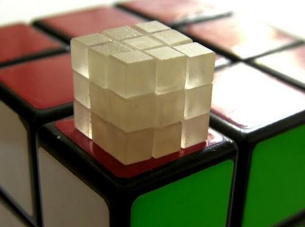 Mini 12mm 3x3x3 Cube in Tan Fine Detail Plastic