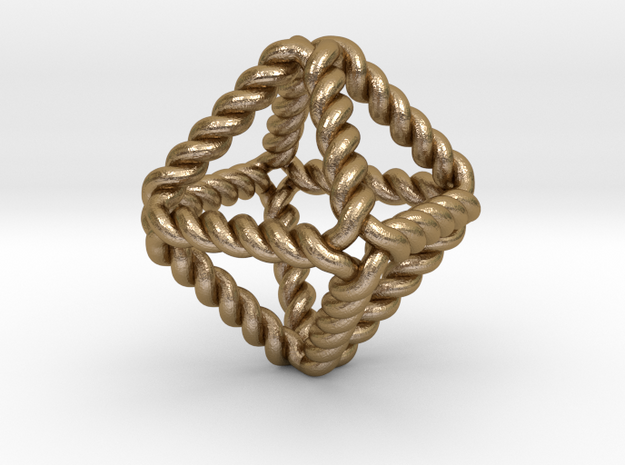 Twisted Octahedron RH 1" in Polished Gold Steel