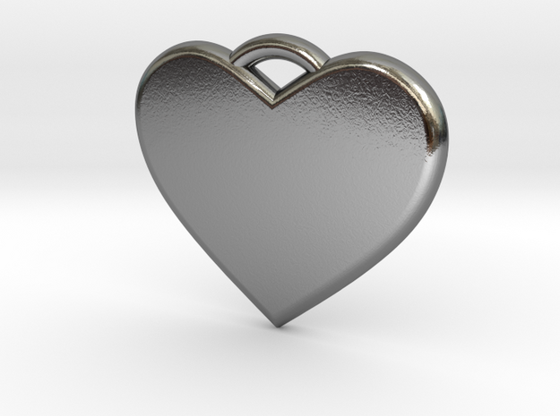 Text Engravable Heart Pendant 3 - Single Line in Polished Silver