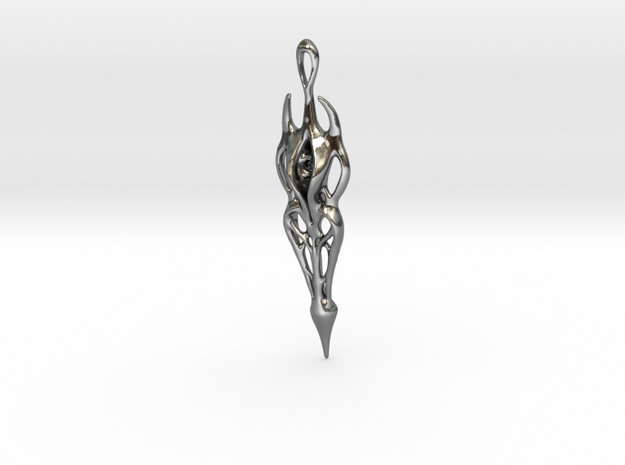 Female Spirit Pendant in Polished Silver
