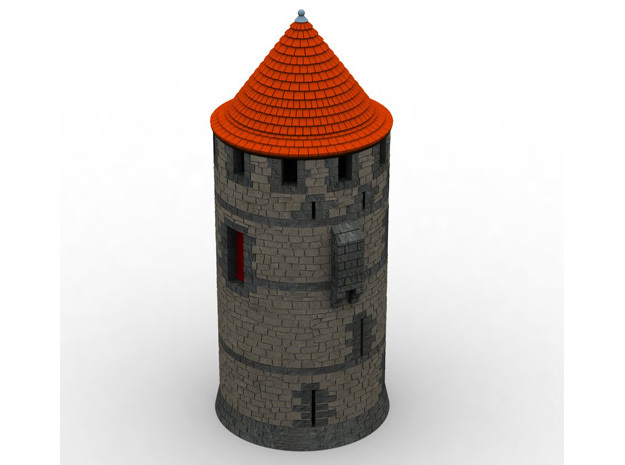 HOF012 - Roof for castle round tower HOF011 in White Natural Versatile Plastic