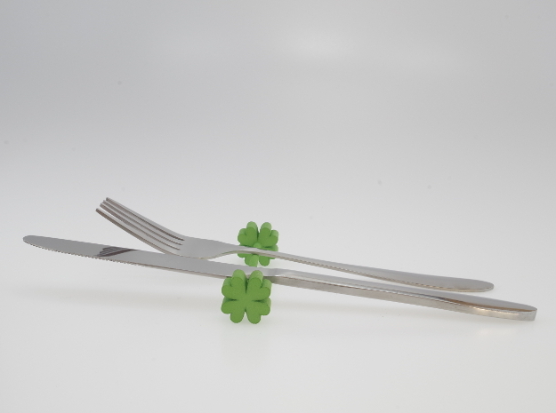 Knife rest & Cutlery rest Four-leaf clover in Green Processed Versatile Plastic