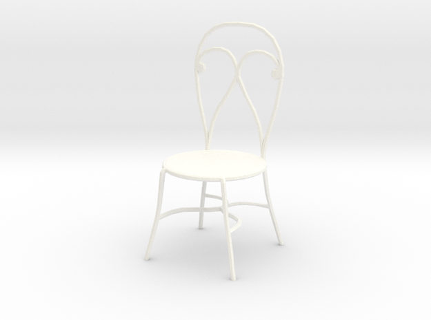 Dollhouse Miniature Chair 'Finer Fare' in White Processed Versatile Plastic: 1:12
