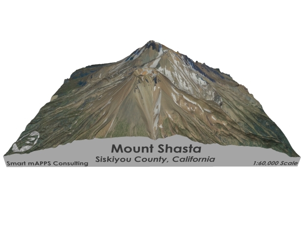 Mount Shasta Map: 6"x6" in Full Color Sandstone