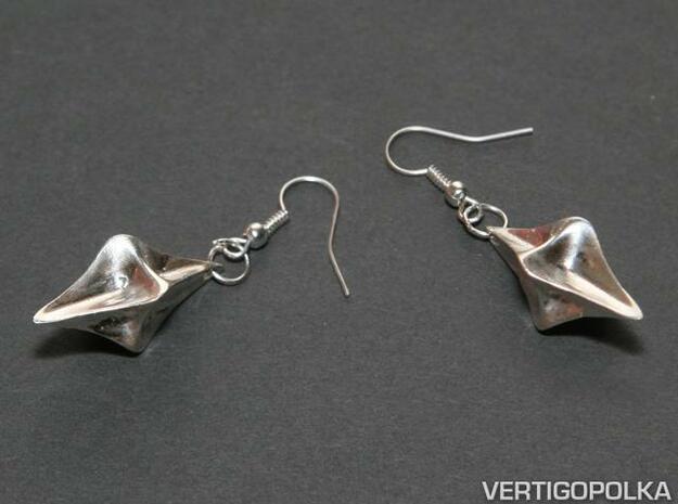 Pinched Silver Earrings in Natural Silver