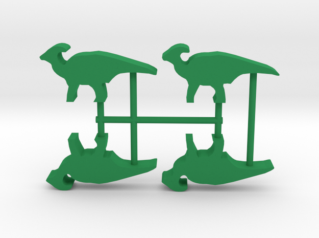 Dino Meeple, Parasaurolophus 4-set in Green Processed Versatile Plastic