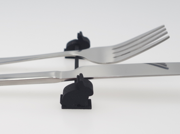 Rabbit Knife rest & Cutlery rest in Black Natural Versatile Plastic