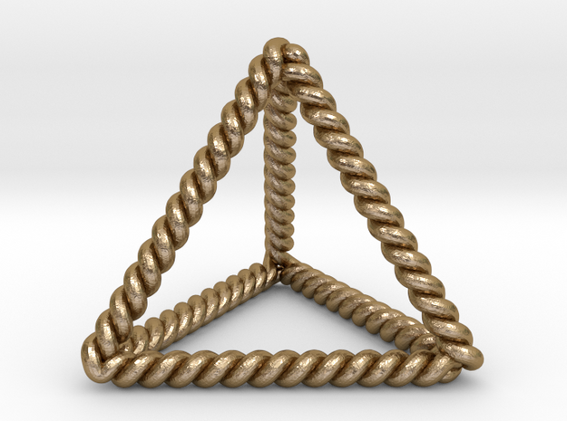 Twisted Tetrahedron LH 1.4"  in Polished Gold Steel