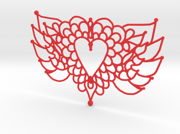 Flying Valentine Doily  in Red Processed Versatile Plastic