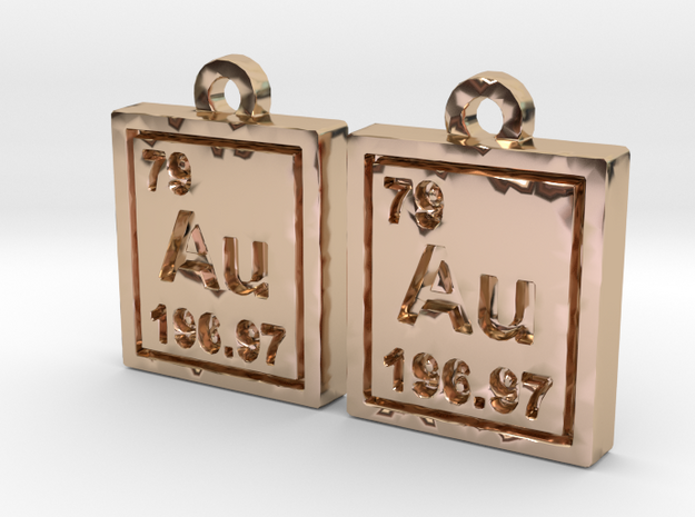 Gold Periodic Table Earrings in 14k Rose Gold Plated Brass