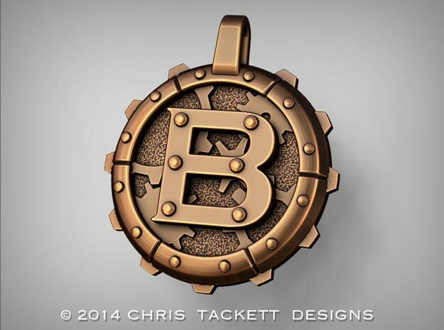 Steampunk Monogram Pendant "B" in Natural Bronze