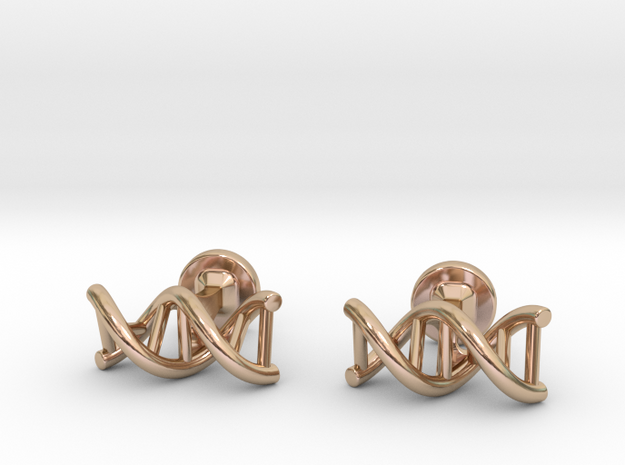 DNA helix cufflinks in 14k Rose Gold Plated Brass