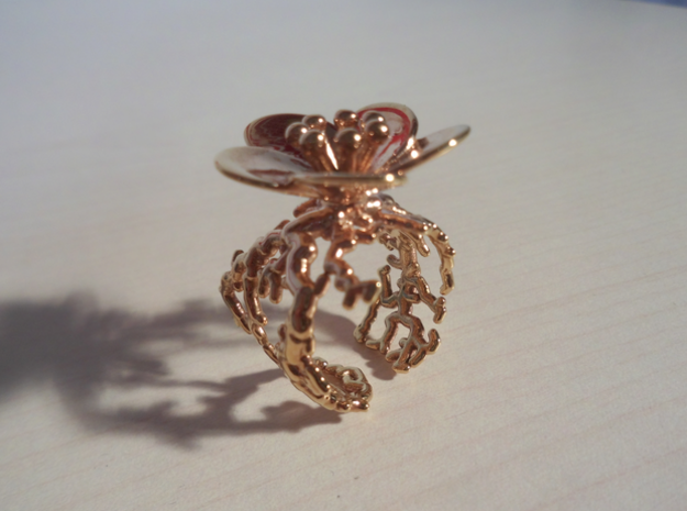 Flower ring (US sizes 5.75 – 9.75) in 14k Rose Gold Plated Brass: 9.25 / 59.625