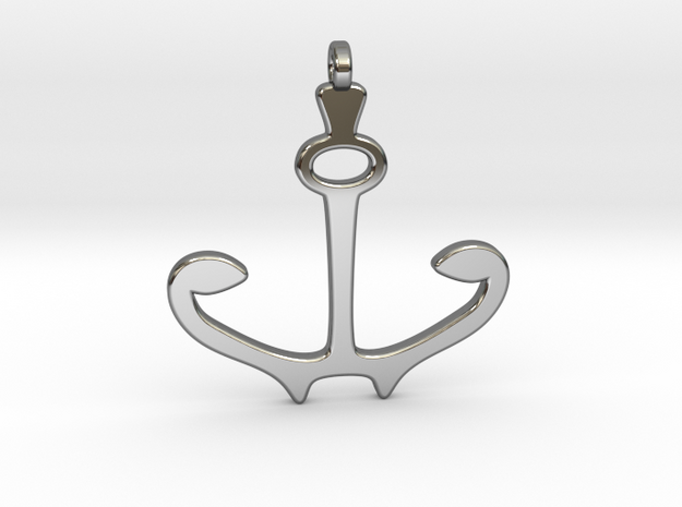 Anchor in Fine Detail Polished Silver