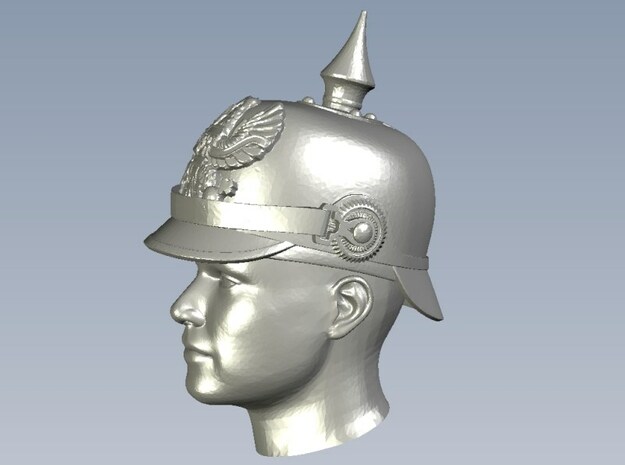 1/33 scale figure heads w pickelhaube helmets x 18 in Clear Ultra Fine Detail Plastic