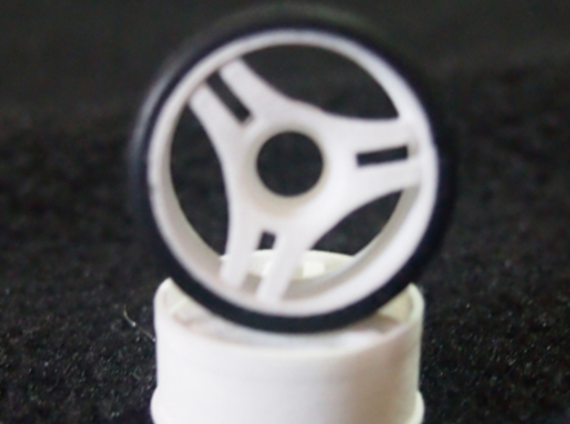 Split-3 Front 20mm Mini-Z Wheel in White Natural Versatile Plastic