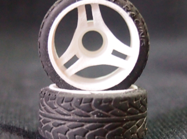 Split-3 Rear 20mm Mini-Z Wheel in White Natural Versatile Plastic