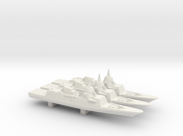 DCNS FREMM-ER Concept (2012 Design) x 3, 1/3000 in White Natural Versatile Plastic