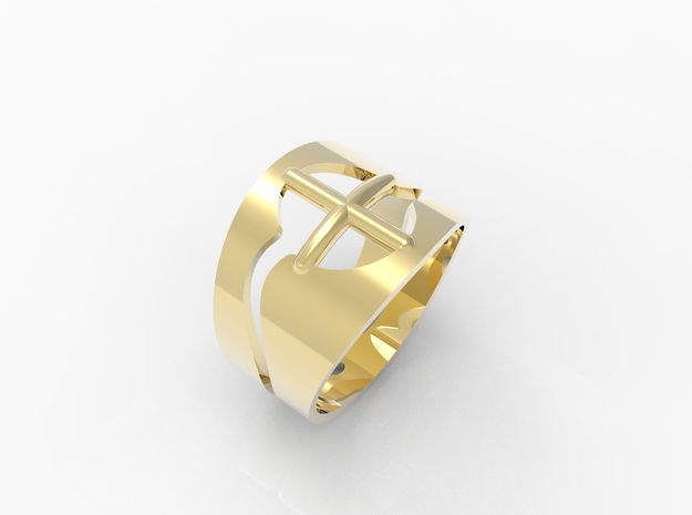 CROSS RING size 16 (US 7,5) in 18k Gold Plated Brass: 7.5 / 55.5