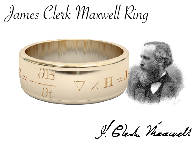 James Clerk Maxwell Ring in Polished Bronzed Silver Steel: 11 / 64