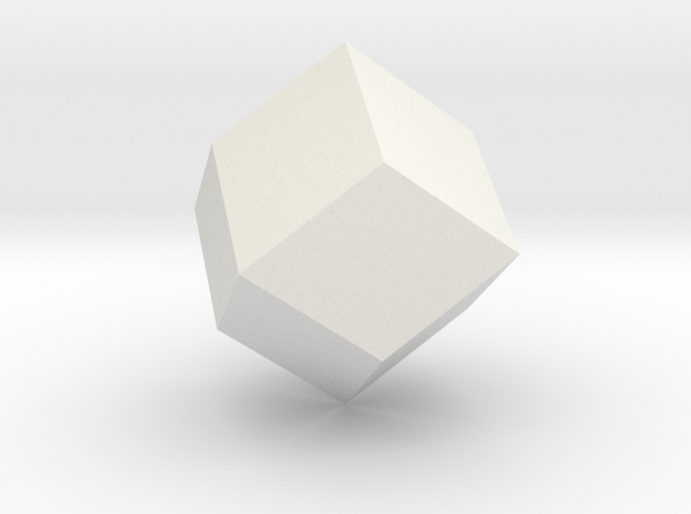 Rhombic dodecahedron, 25 mm in White Natural Versatile Plastic