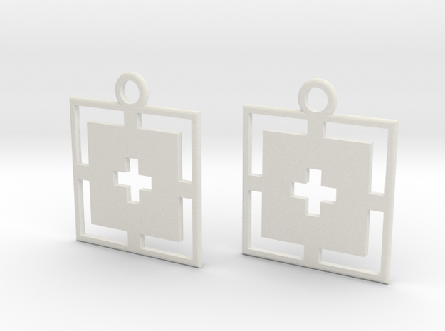 square cross earrings in White Natural Versatile Plastic