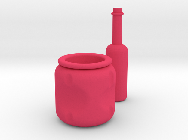 Pot and Bottle set in Pink Processed Versatile Plastic