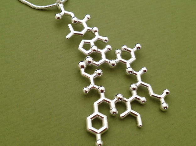 oxytocin molecule pendant in Polished Silver