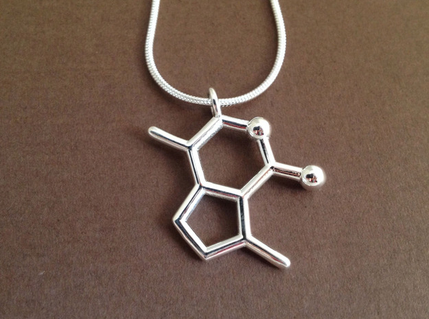 catnip molecule pendant in Polished Silver