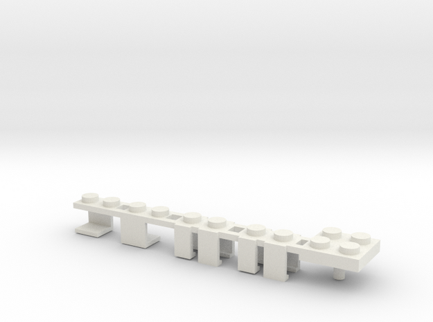 Building Block Interface for Action Figures: Set C in White Natural Versatile Plastic