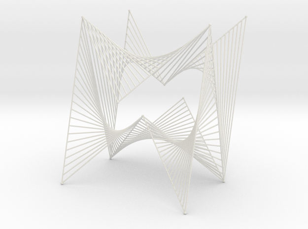 String Art Sculpture - Simple Straight Lines Curve in White Natural Versatile Plastic
