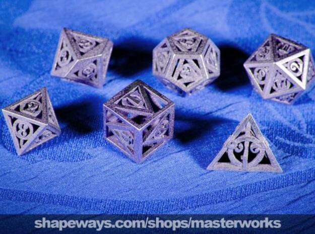 Deathly Hallows Dice Set noD00 in Polished Bronzed Silver Steel