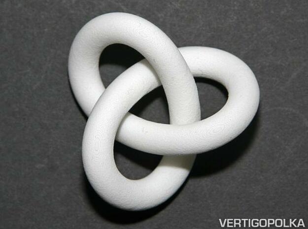 Trefoil Knot 2inch in White Natural Versatile Plastic