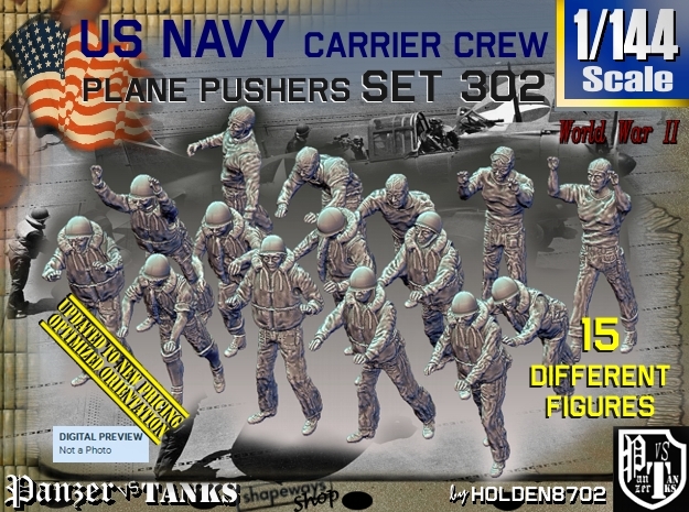 1/144 USN Carrier Deck Pushers Set302 in Tan Fine Detail Plastic