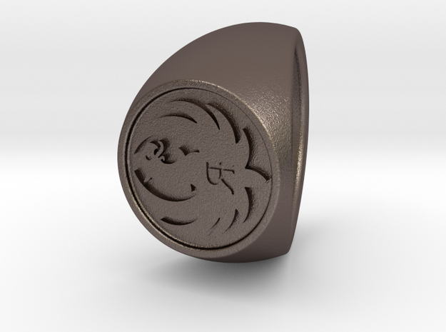 Custom Signet Ring 70 in Polished Bronzed Silver Steel