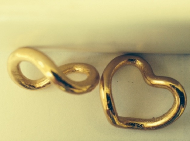 Infinity Heart  in Polished Gold Steel