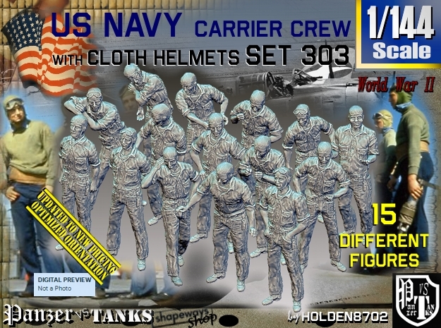 1/144 USN Carrier Deck Crew Set303 in Tan Fine Detail Plastic