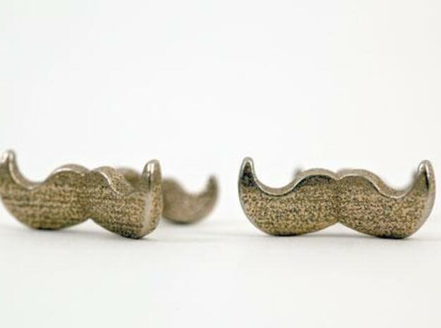 Mustache Cufflinks in Polished Bronzed Silver Steel